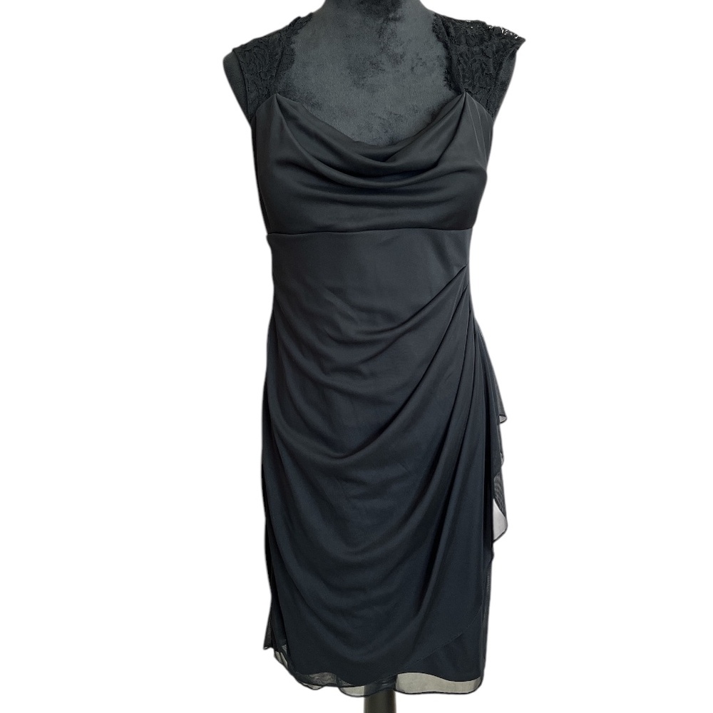 Xscape by Joanna Chen Black Lace-Back Sleeveless Cocktail Dress 12 (Minor Flaw)